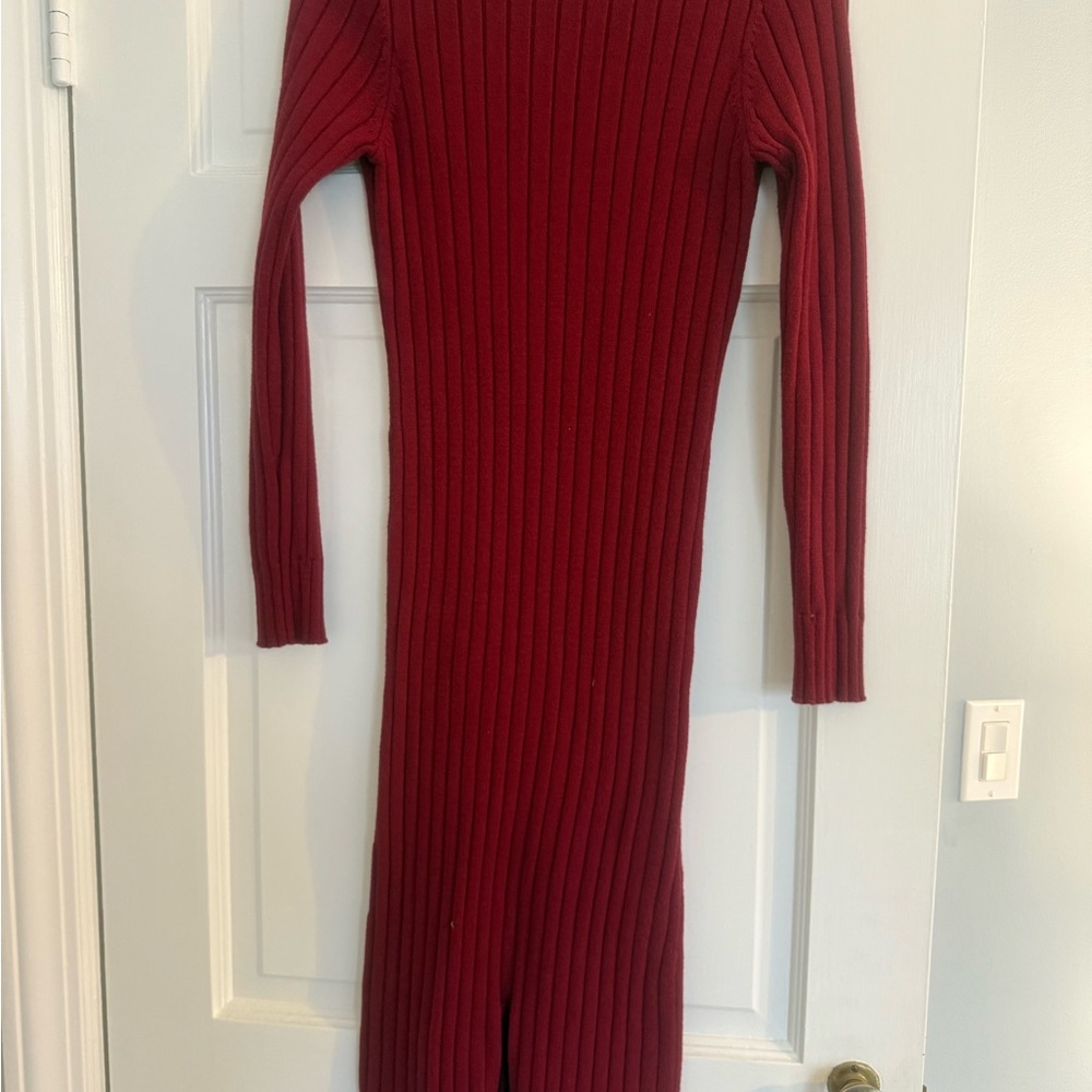 Lulus Red Ribbed Knit Dress